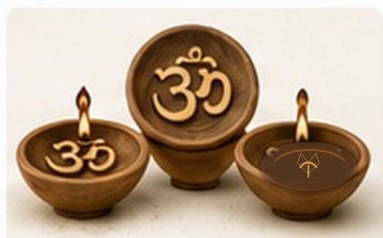 Cow dung diyas with Om and Satvik symbols